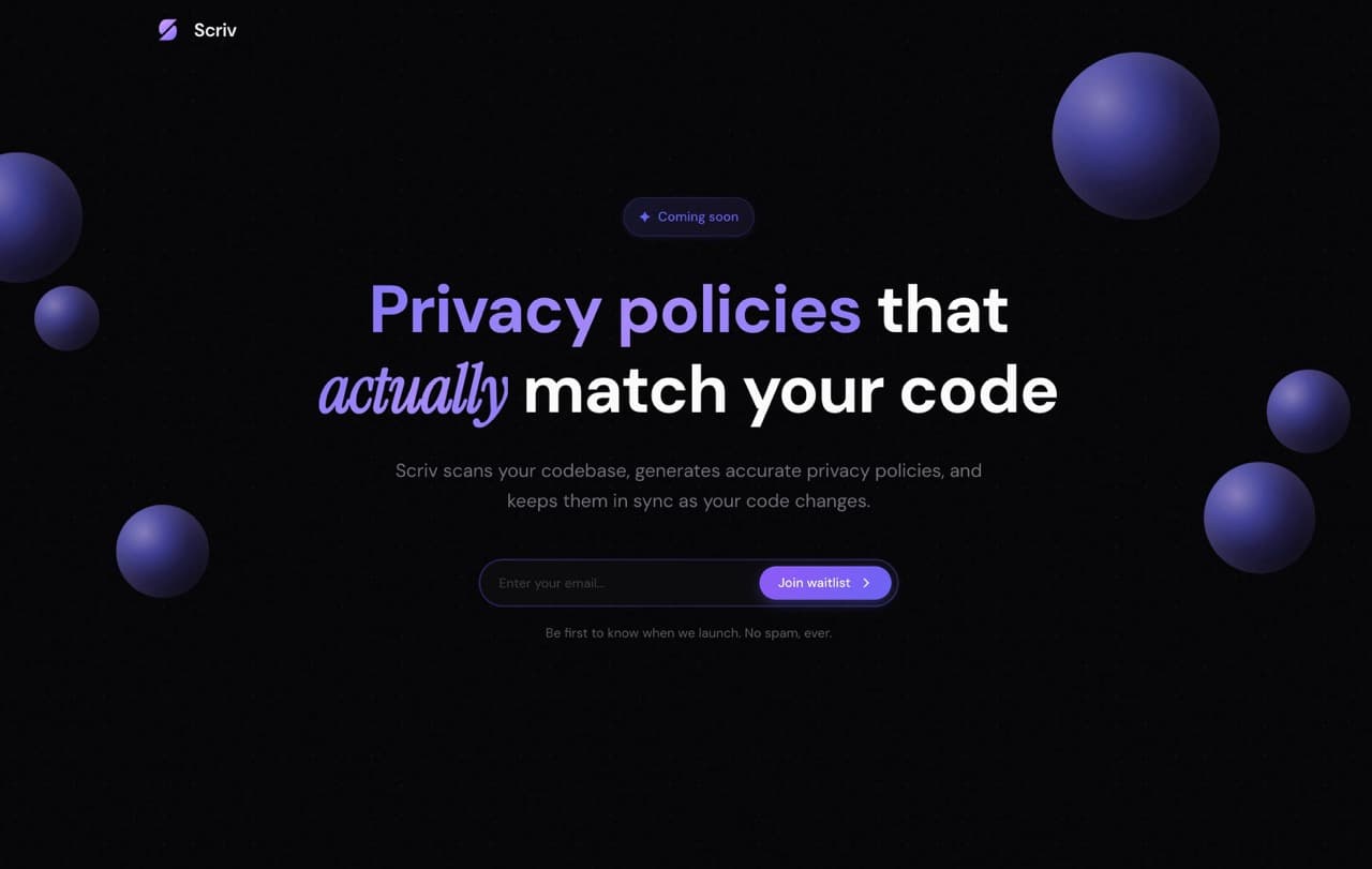 Scriv.dev platform showcase